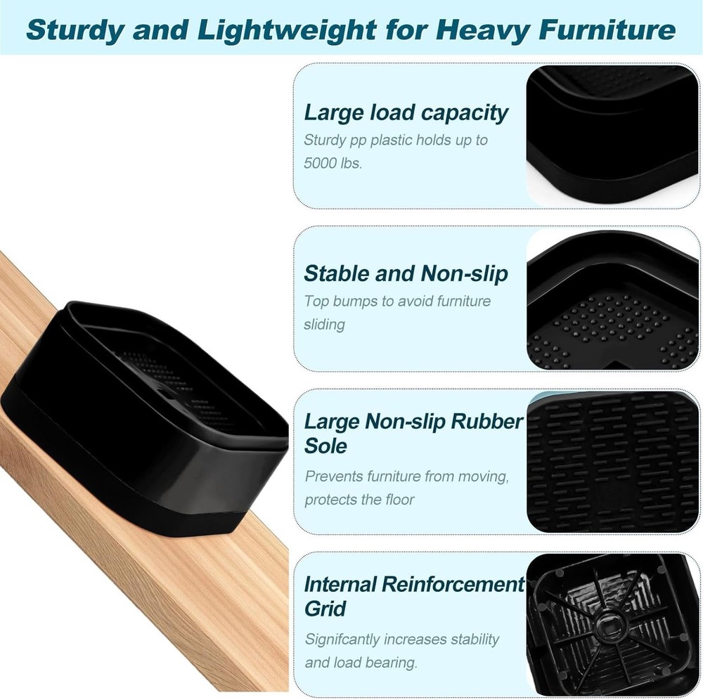 8 Pack Furniture Risers, Adjustable Bed Risers Heavy Duty Stackable Bed Raise...