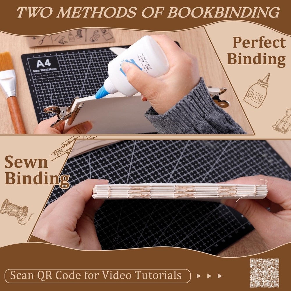 145Pcs Book Binding Kits for Beginners, Making Kit A5, Multicolor