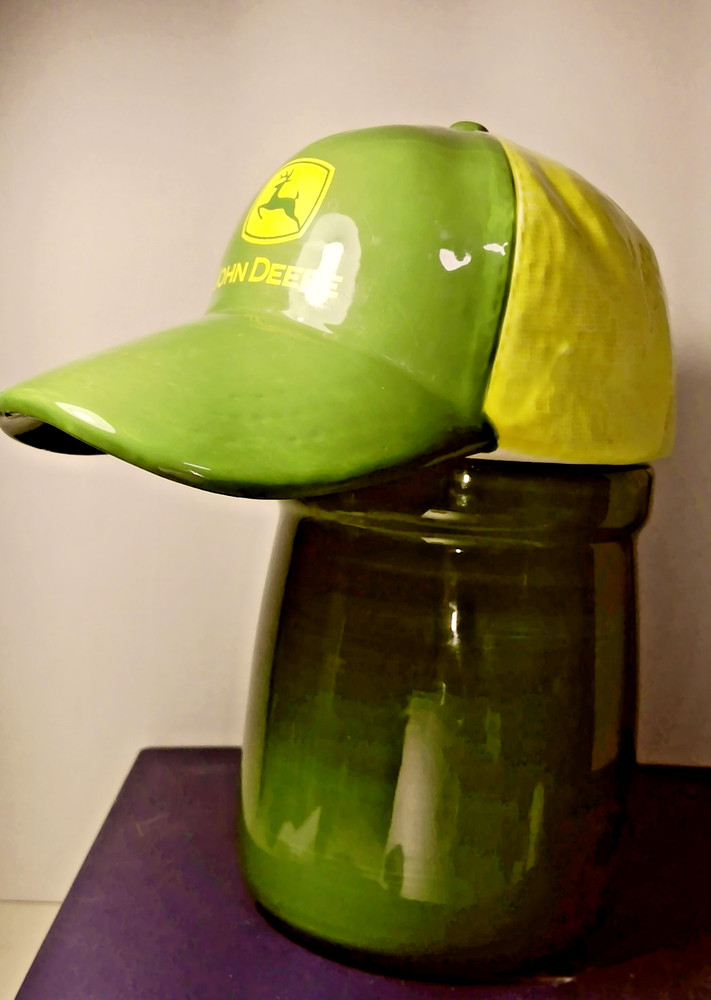 John Deere Baseball Cap Cookie Jar RARE