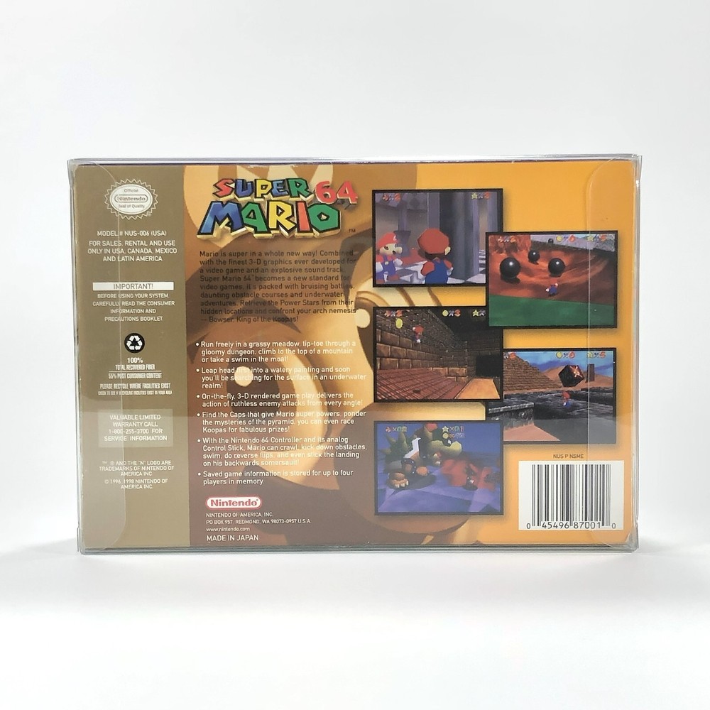 50 N64 Clear Plastic Box Protector Sleeve Case for Complete CIB Games