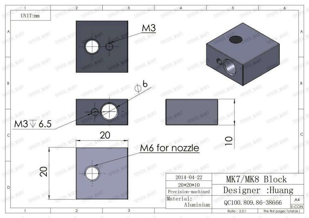 Aluminium Heater Block Assembly Extruder Hot End for Makerbot 3D Printer NEW