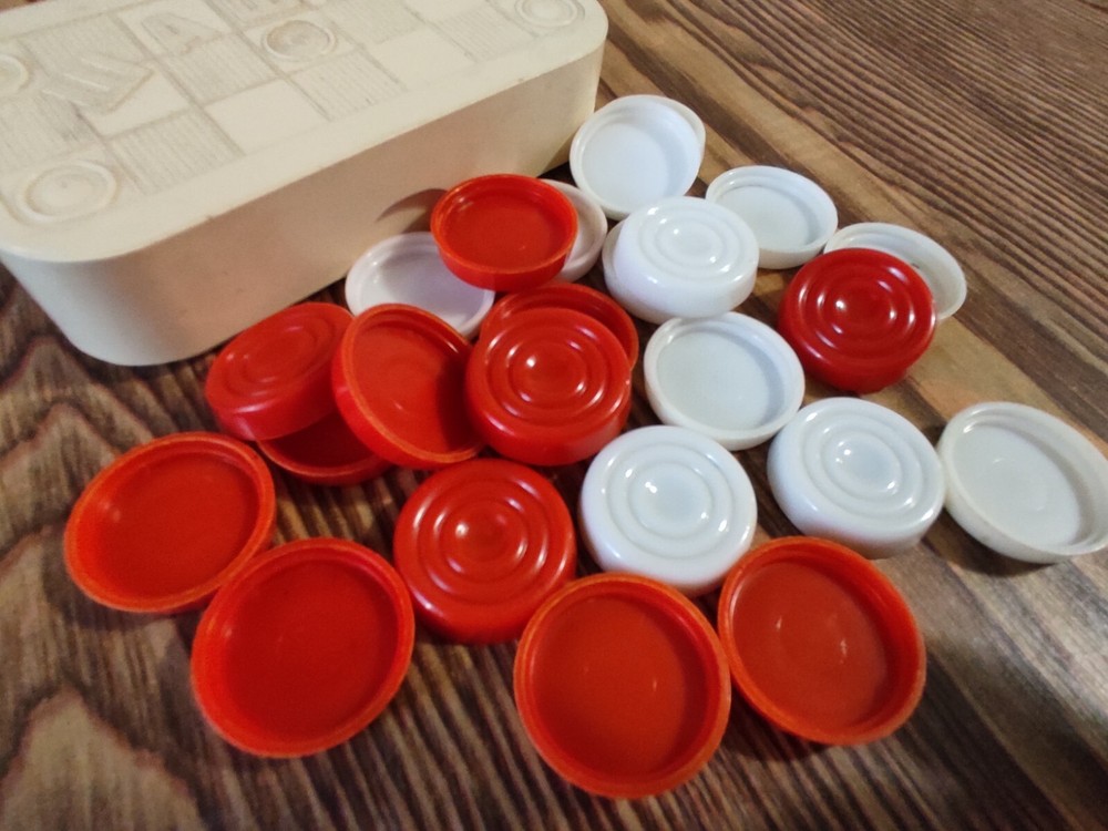 vintage Soviet camping checkers plastic in USSR box original Antique