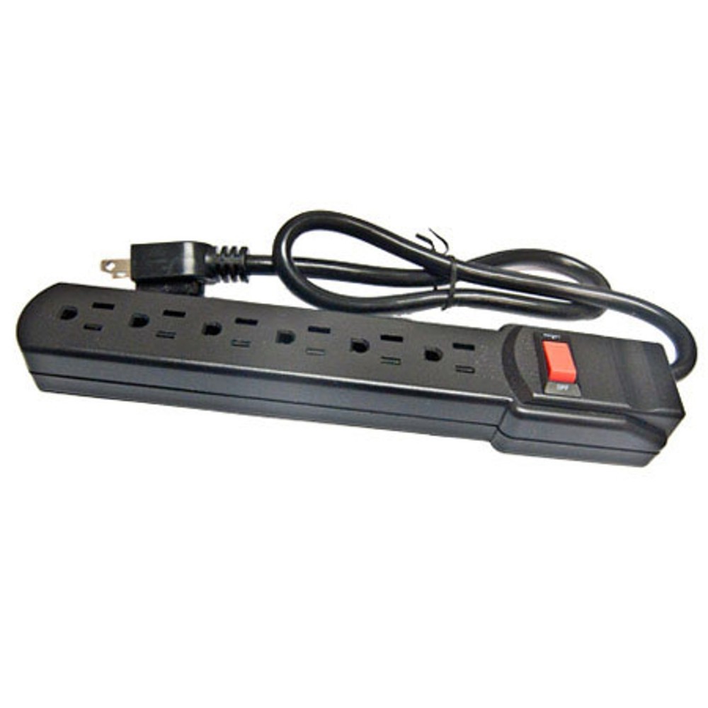 Comprehensive 6-Outlet Surge Protector with 3' Power Cord (Black)