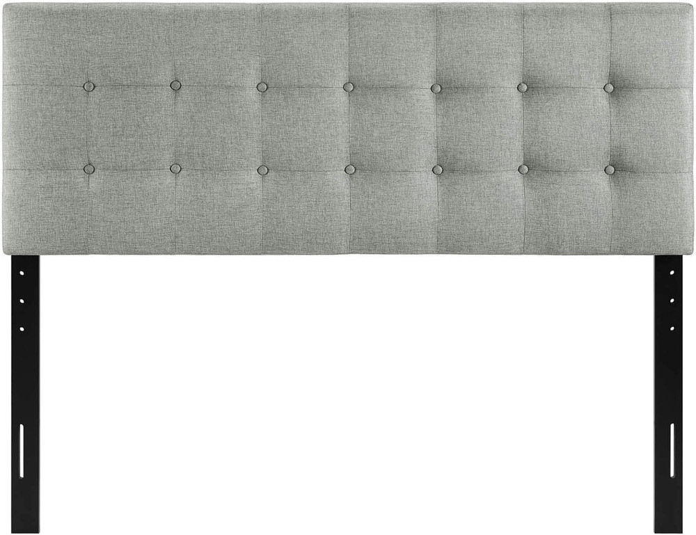 Gray Tufted Linen King Headboard - Elegant Upholstered Design