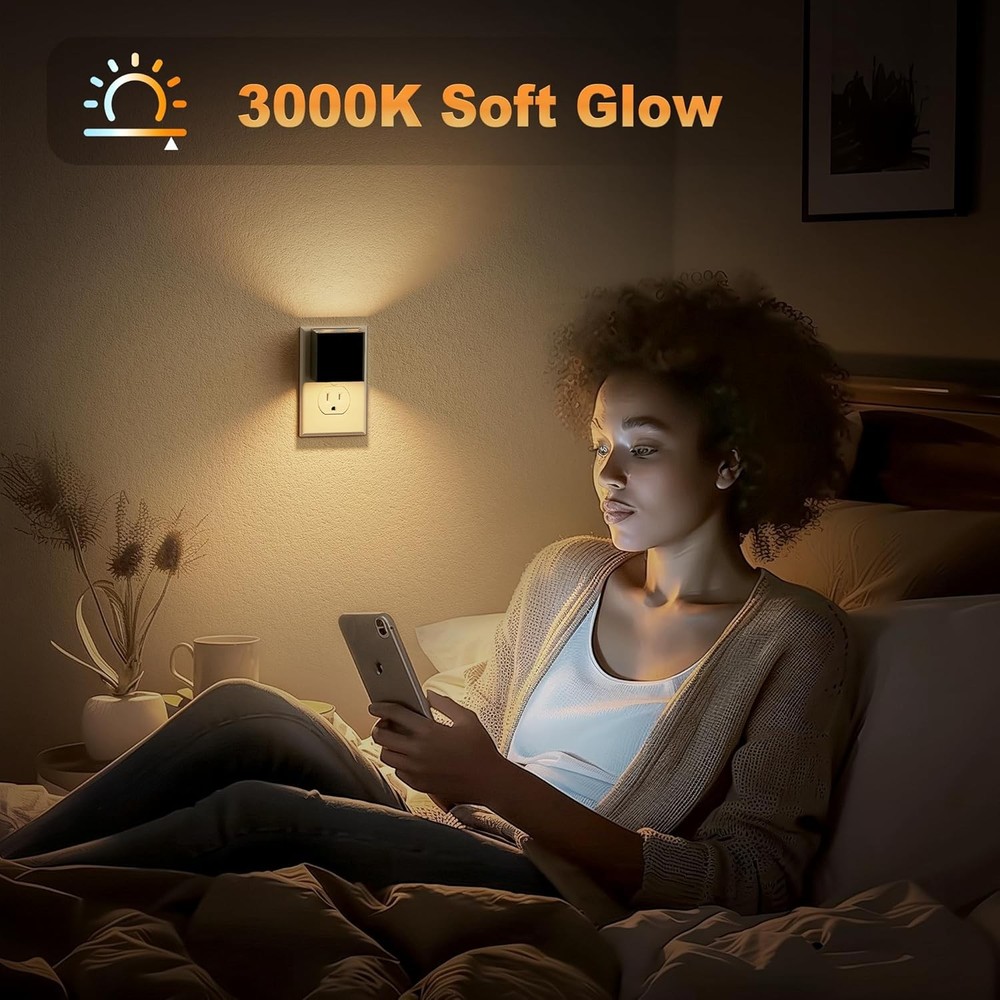 JandCase Night Light, Automatic Lights Plug into Wall, 2 Pack, 3000K-1