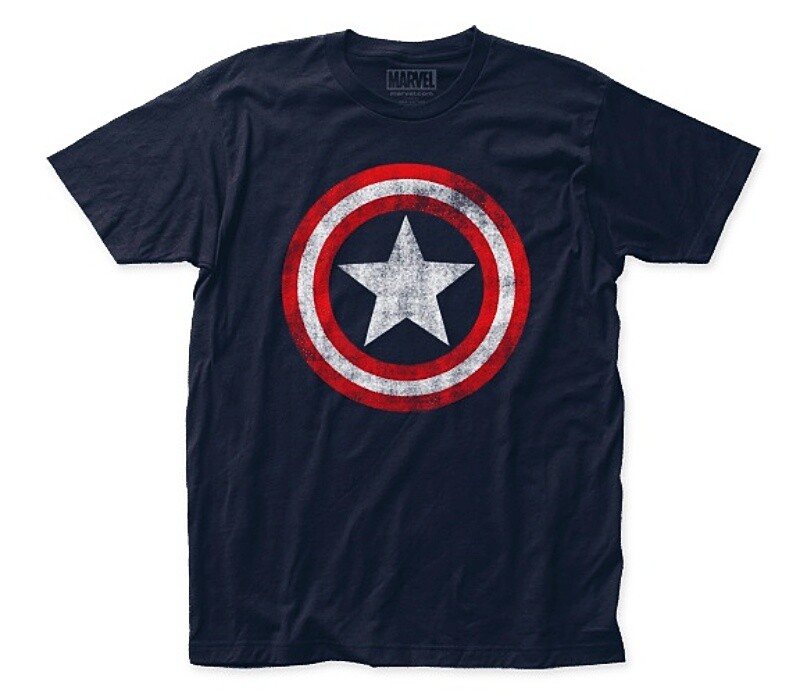 Marvel Comics Captain America Distressed Shield Image T-Shirt NEW UNWORN