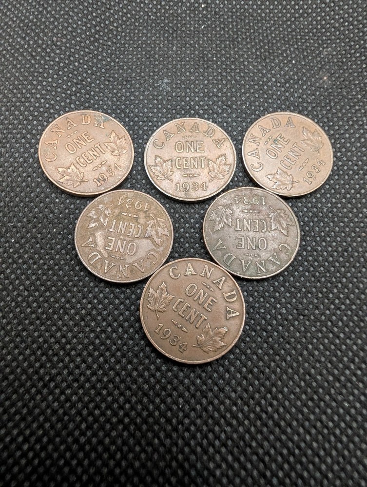 Canada 1934 Cents 6 Coins