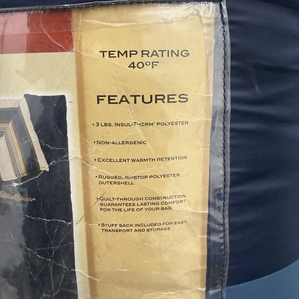 Eddie Bauer Rectangular Sleeping Bag 40°F Non-Allergenic 33"x 75" Blue