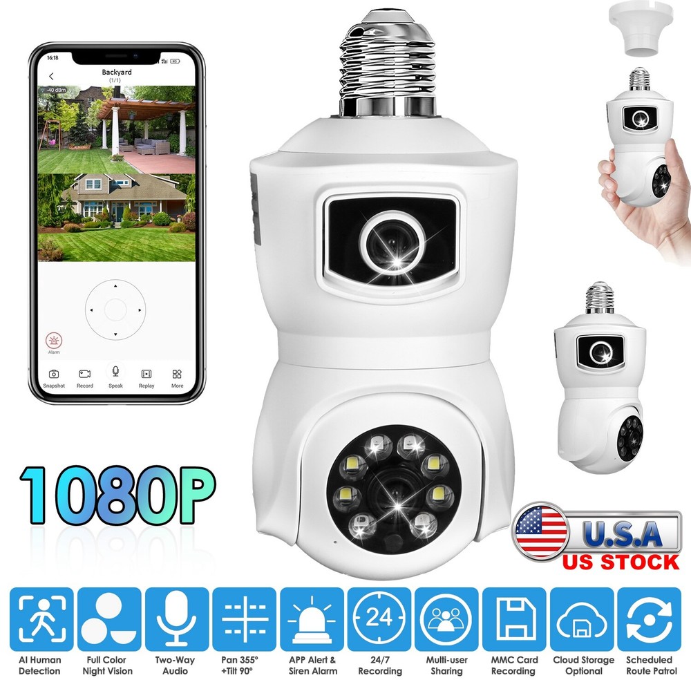 New Dual-Lens Security Camera, WiFi, AI Detection, Night Vision