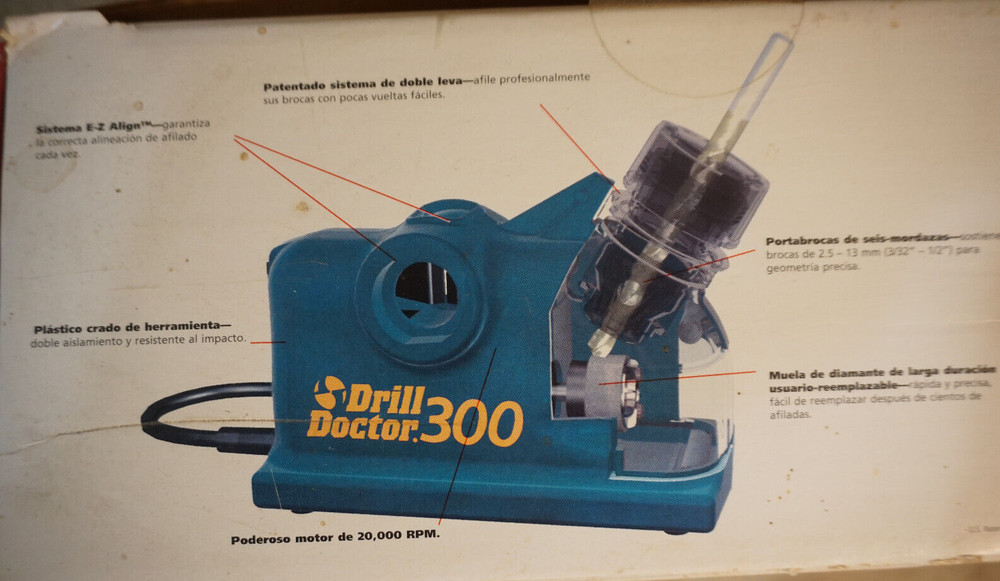 Drill Doctor Model 300 Bit Sharpener with Box, VHS Guide & Instruction Manual