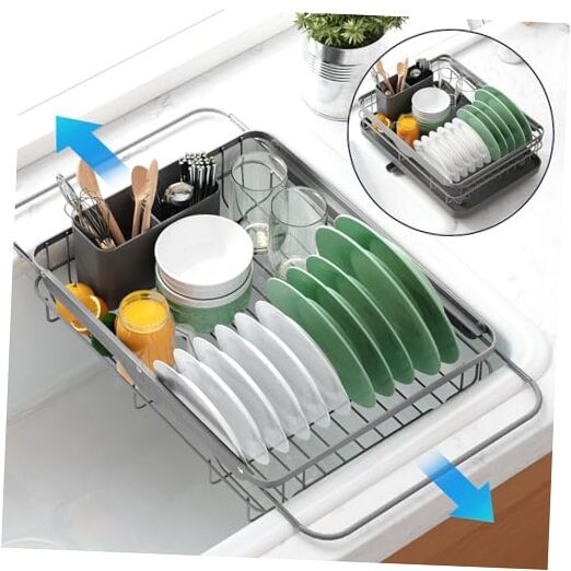 Dish Drying Rack for Kitchen Counter, Stainless Steel Sink Organization and