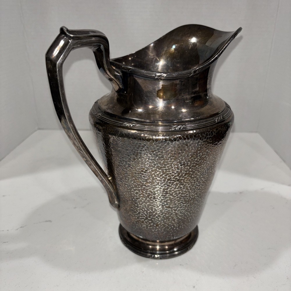 Reed & Barton Water Pitcher Hammered Surface Pattern 5585 With Patina