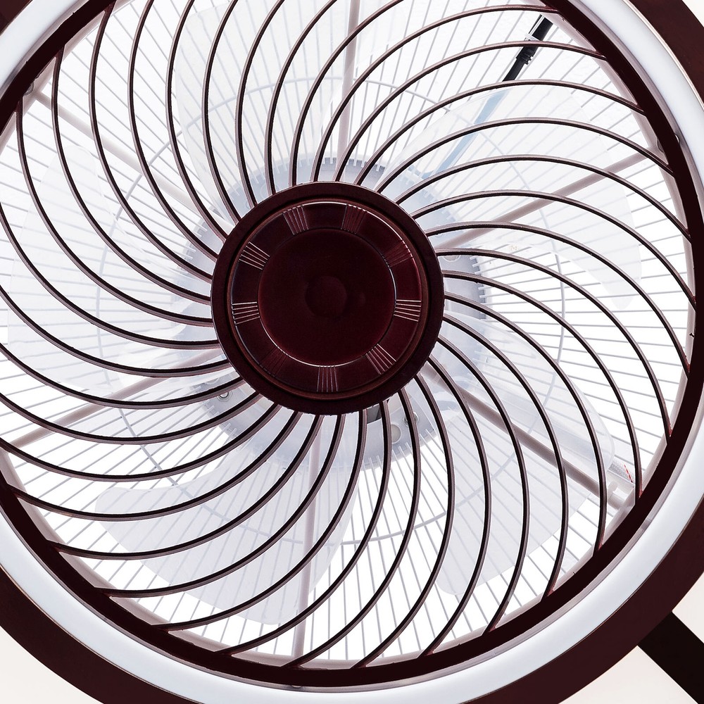 Caged Low Profile Ceiling Fan with Remote Control - Neo-Chinese Design