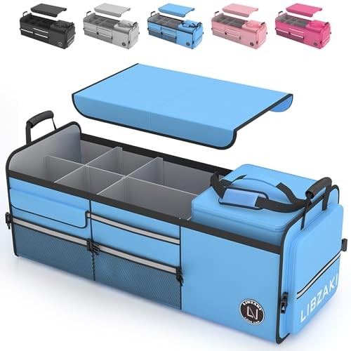 LIBZAKI 4 in 1 Car Trunk Storage Organizer, Multi Oversize Light Blue