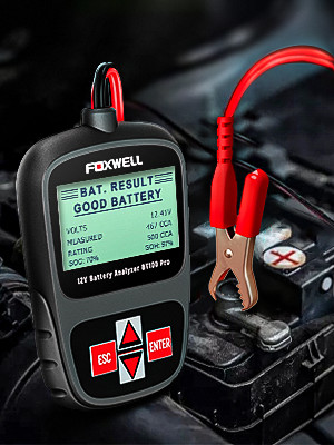 FOXWELL BT100 Pro - Auto Battery Tester & Charger with Cranking Function