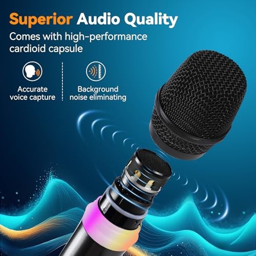 Wireless Microphone, Dual Handheld 2.4G Dynamic Mic with Rechargeable L-K