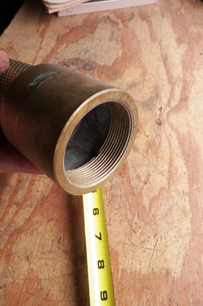 New old brass hose suction strainer screen 2 inch pipe thread, 7" length