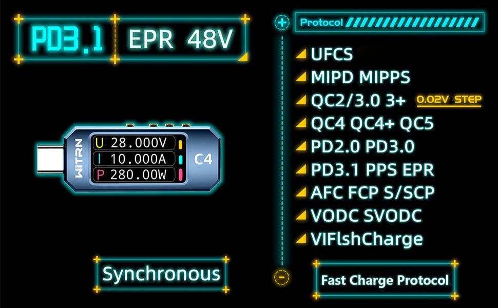 USB Meter, Tester, Multimeter, Load, UM25C,Type-c Current gray