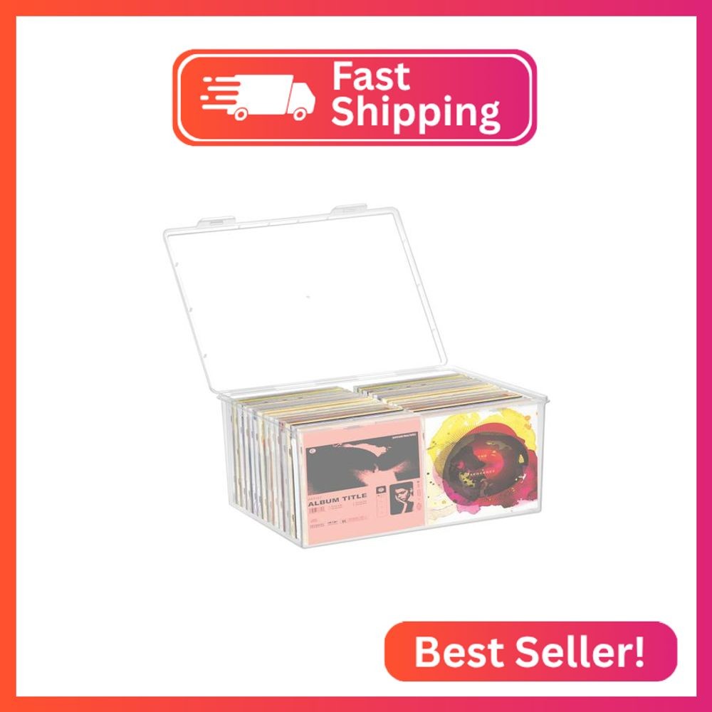 Stackable Clear Plastic CD Organizer,11.9"x 8.5"CD Storage Box, Clear CD Holder