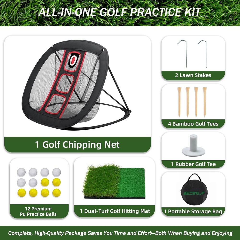 Durable Golf Chipping Net Set with Practice Balls - Elevate Your Skills Anywhere