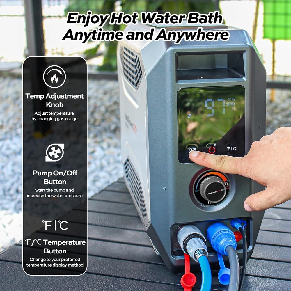 FOGATTI Portable Water Heater Propane 19000BTU Outdoor Camping Shower RV 5.5KW