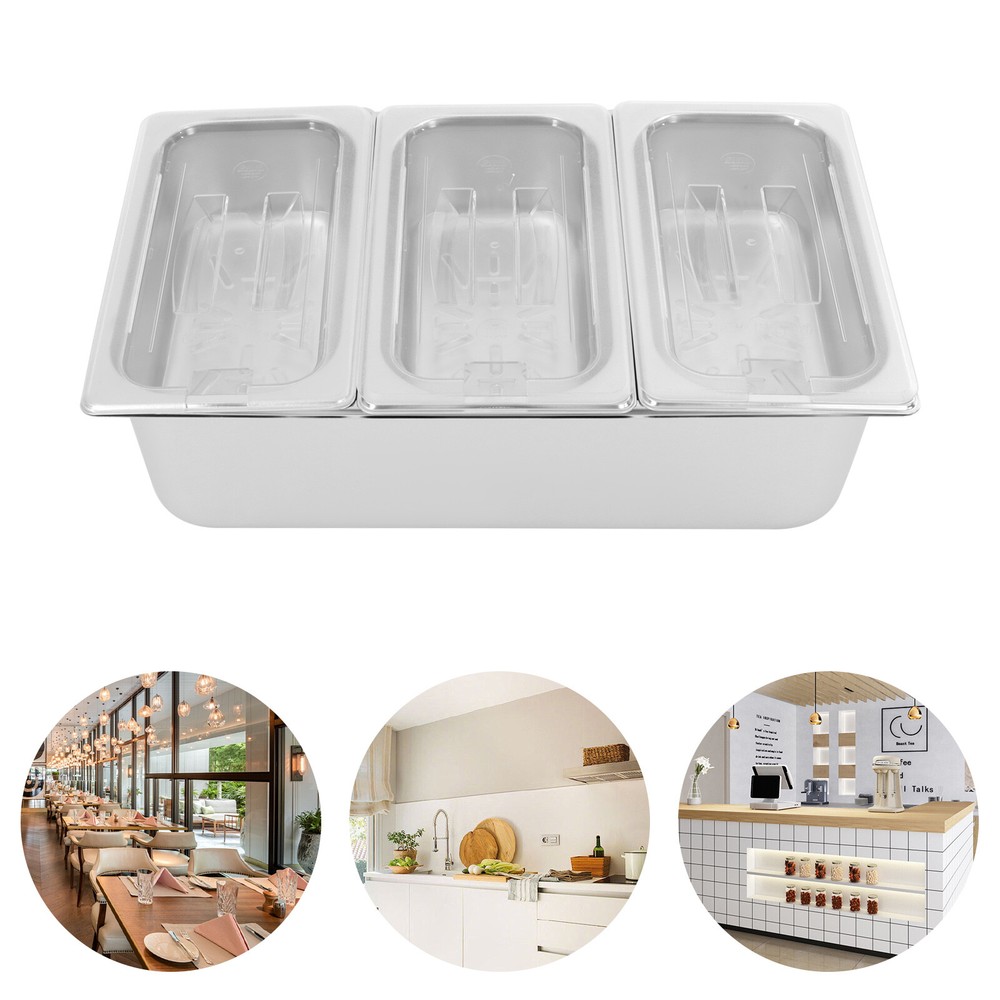 Three-compartment Fruit Pan, Fruit Pan with Acrylic Lids Water-filtering Gaskets