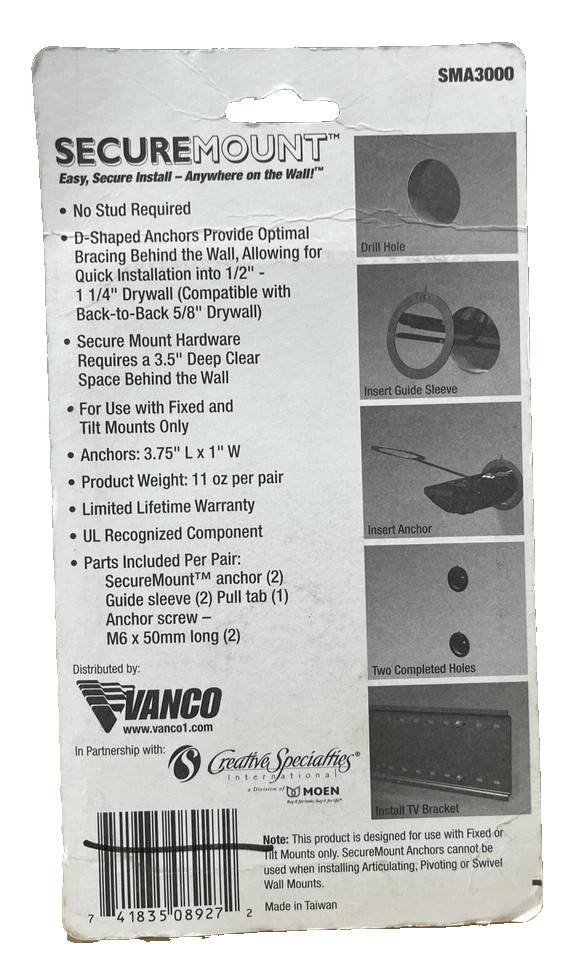 Vanco SMA3000 - SecureMount Wall Mount for Flat Panel Display