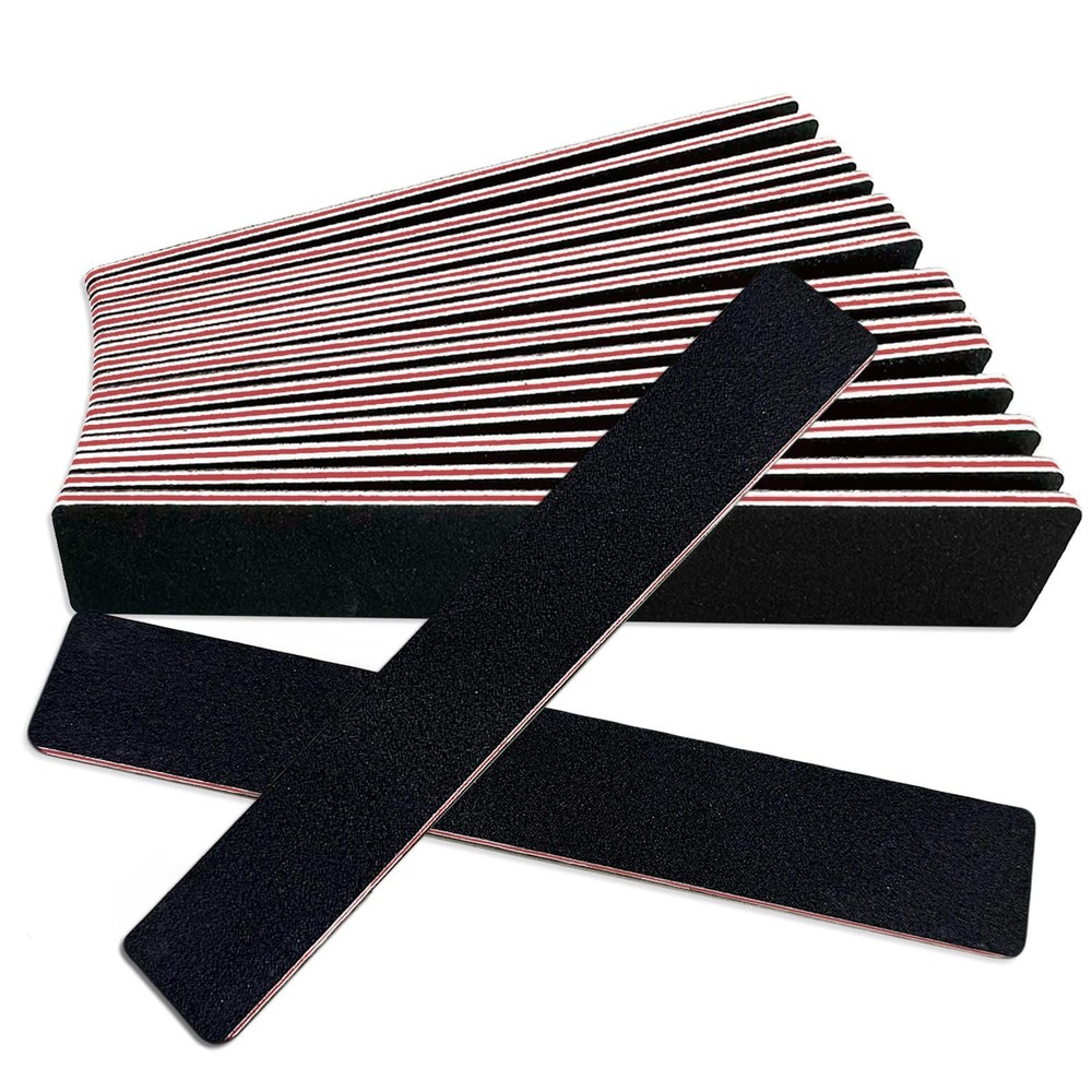 Nail Files (12 Pack), Emery 12 Pcs 100/180 Grit Rectangular Black, Black