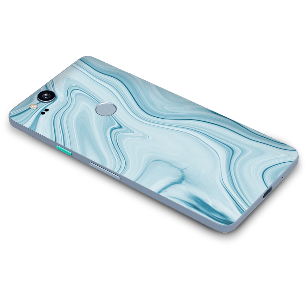 Google Pixel 2 Skins Decal Wrap Baby Blue Ice Swirl Marble