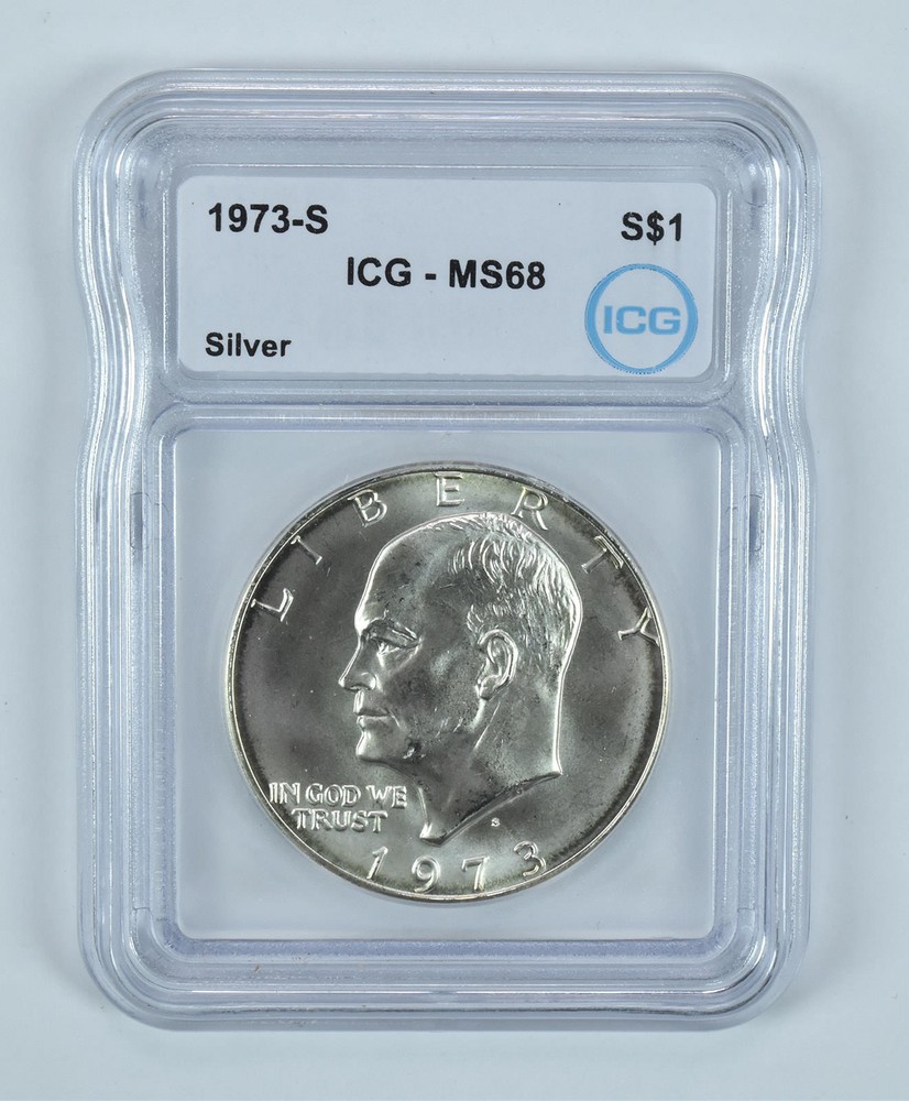 1973-S Eisenhower $1 Silver 40% MS68 ICG