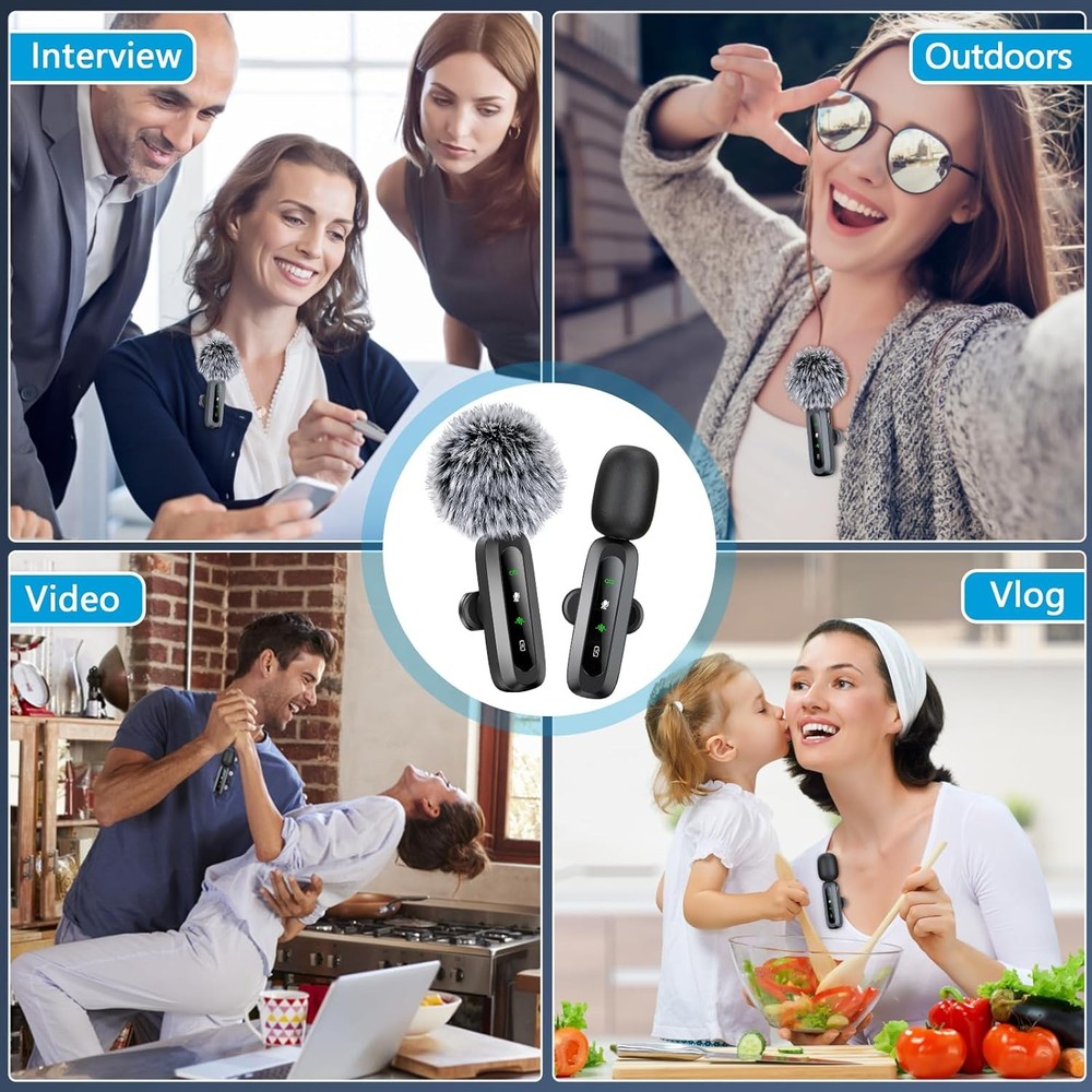 RICCHI Wireless Microphone for iPhone/iPad/Android Phone, 2 Pack Mini Microphone