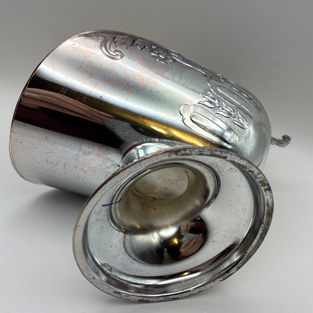 Vintage Silver Plated Sugar Scuttle Bowl Raised Floral Pattern