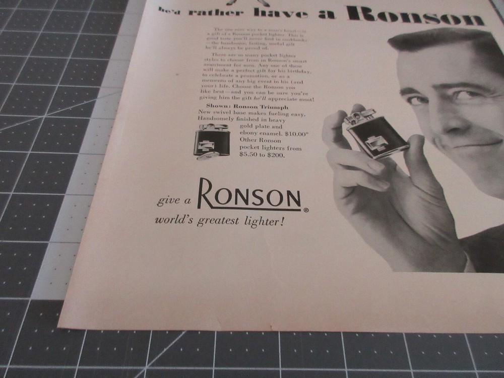 1954 Ronson world's greatest lighter ! print ad
