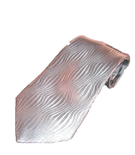 Covington Tie Mens One Size Silver Textured Wave Pattern Necktie Formal