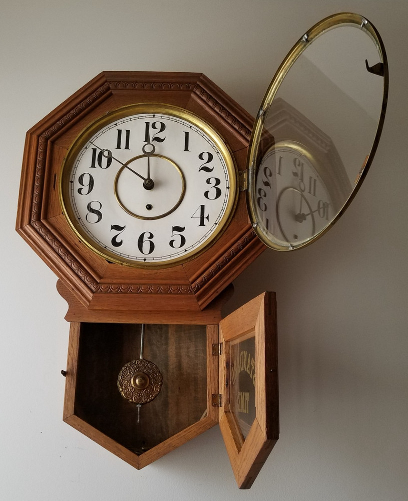 Antique Gilbert " Admiral" Regulator Wall Clock 8-Day Timepiece, Key-wind