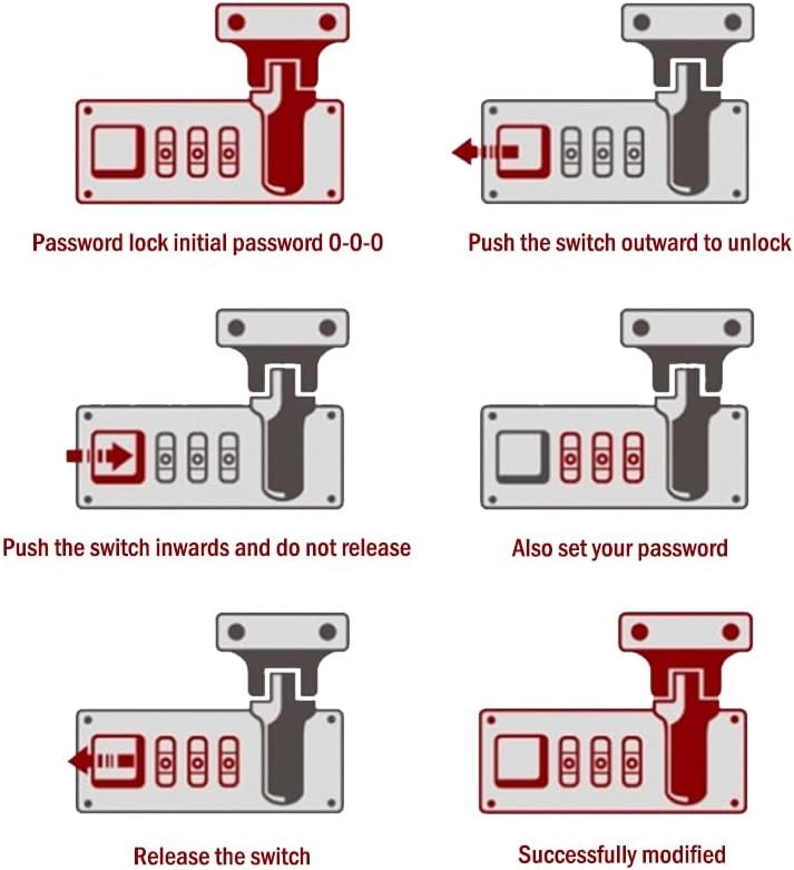 2pcs Tool Box Hasp, Luggage Combination Lock, Briefcases Replacement Black