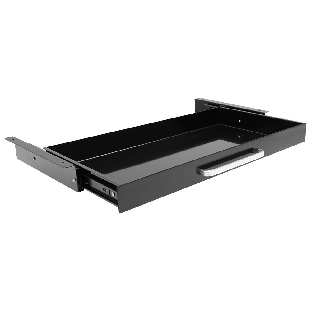 Sliding Under Desk Drawer Black Metal Pull Out Under Table Storage Organizer