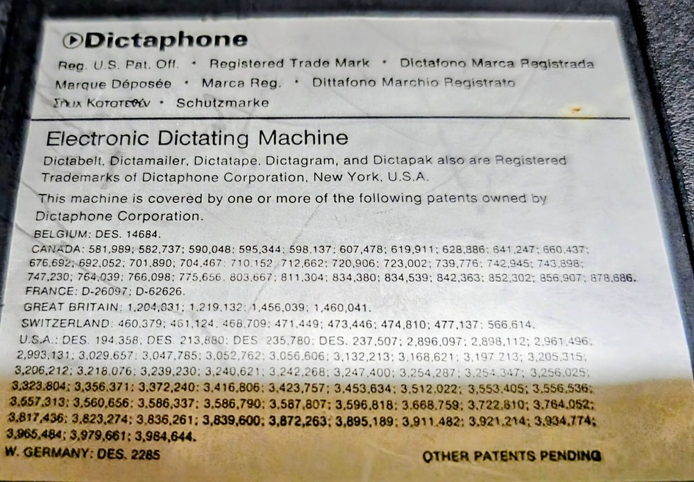 DICTAPHONE 3800 THOUGHTMASTER DICTATION MACHINE