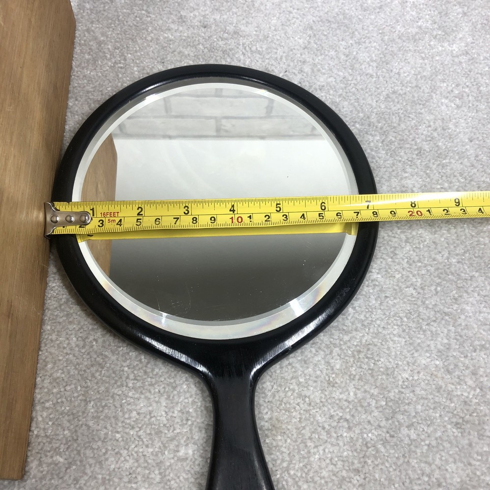 Vintage Solid Real Ebony Wood Hand Mirror Dressing Table Vanity mirror