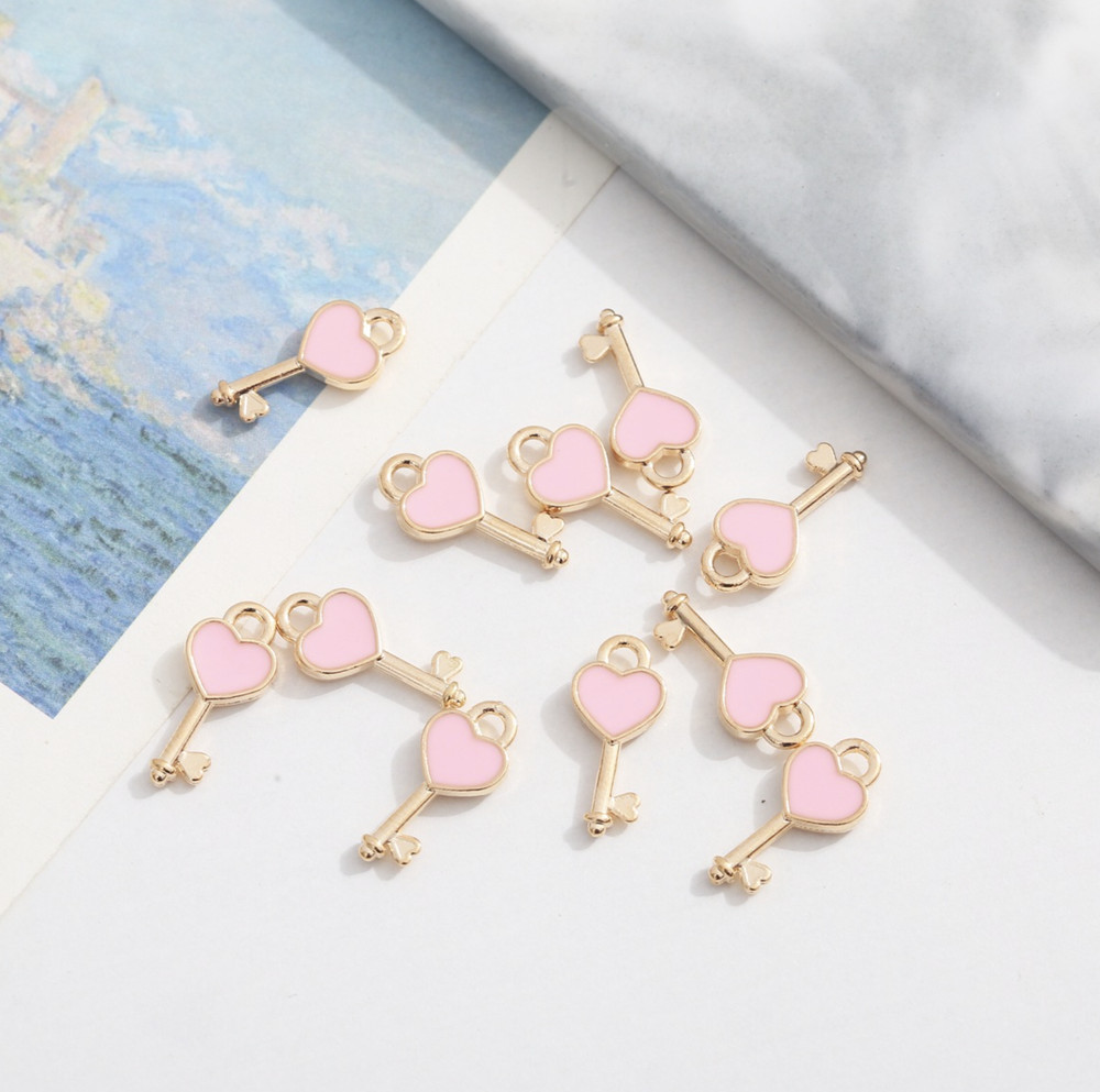 Cute Heart Key Charm (7x16mm)