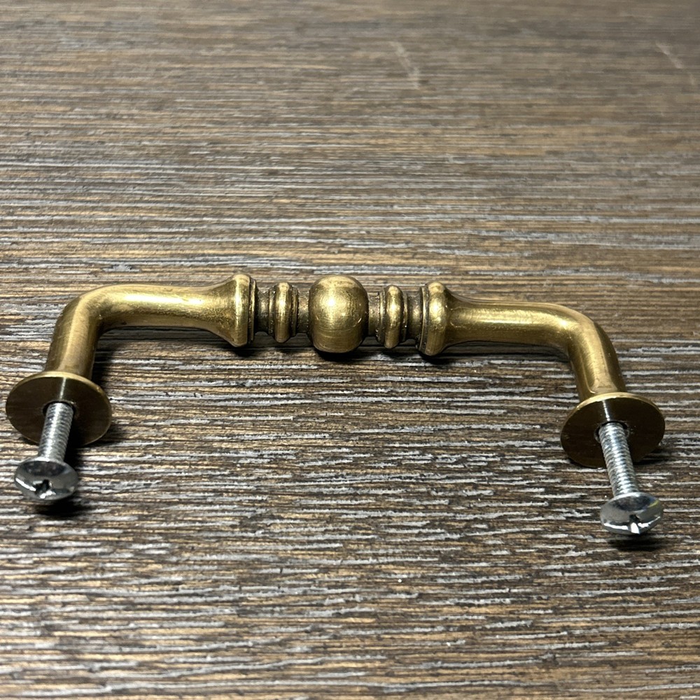 French Heritage Solid Brass Drawer Pull/Cabinet Handle 3 1/2” Projection 1 1/4”