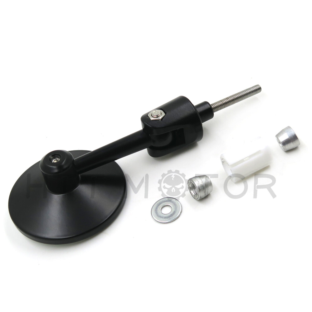 Round Bar End 1" 25MM Mirrors Adjustable Foldable For Harley Davidson Black