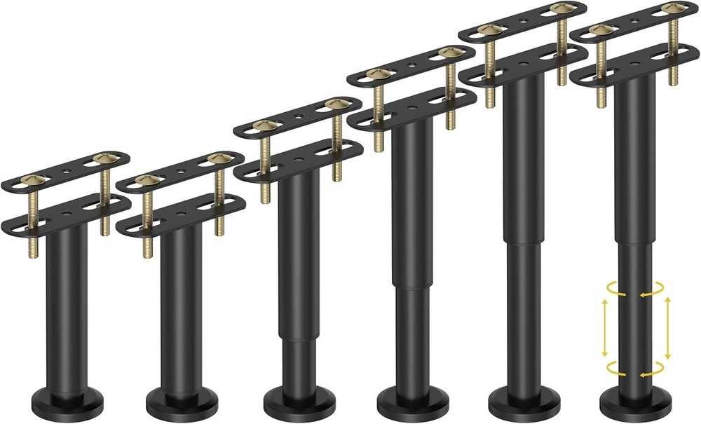 Adjustable Bed Support Legs 6 Pcs - Heavy Duty Metal