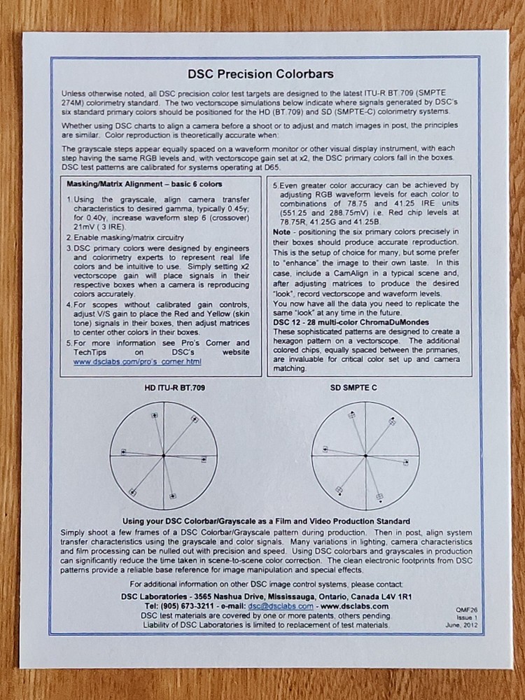 New Low $$ 💥 DSC Labs 🍰 CamAlign FrontBox Series Calibration Chart Package 🍰