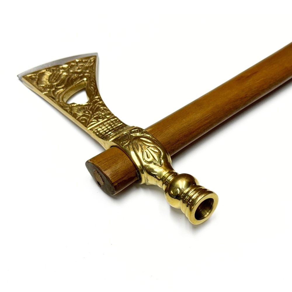 Engraved Brass Tomahawk Smoking Pipe