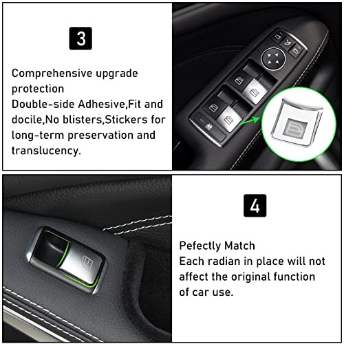 Inner Door Power Window Switch Button Covers Trim Sticker Replacement Silver
