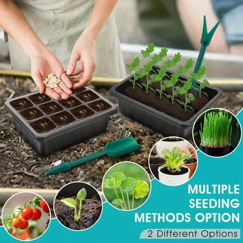 2 Pack Seed Starter Trays with Grow Light Seed Starter Kit Seed Growing Starting