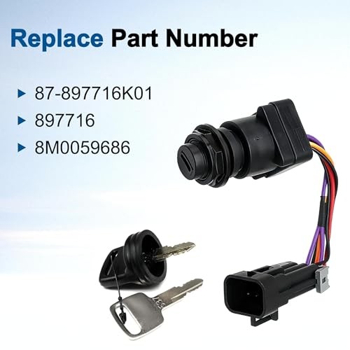 87-897716K01 Ignition Key Switch with Harness 3-Position Compatible with