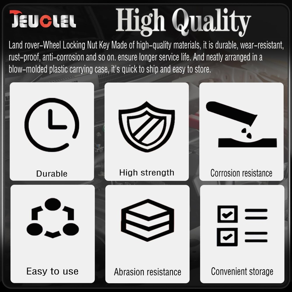 JEUCLEL Type D Wheel Locking Nut Key Compatible with Land Socket D, White