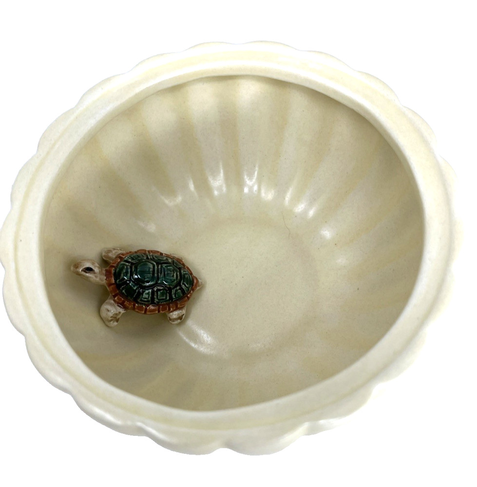 Fitz & Floyd Classics Lidded Trinket Box Ceramic Frog On Lily Pad Turtle Inside